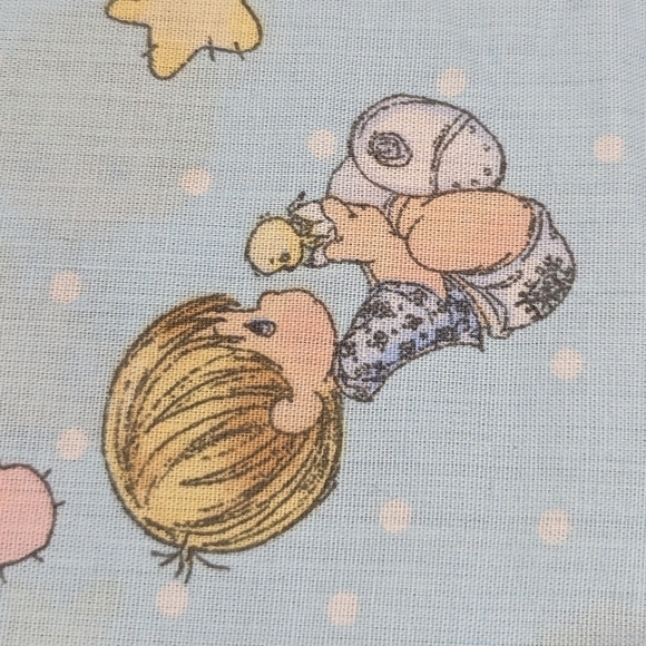 VINTAGE Precious Moments aqua blue fitted crib sheet - Picture 6 of 10